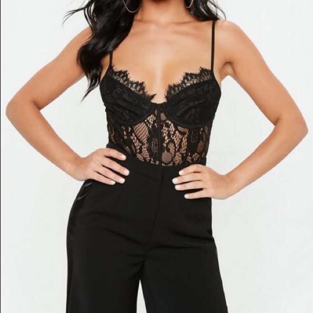 Missguided Non-wired Lace Panel Bodysuit